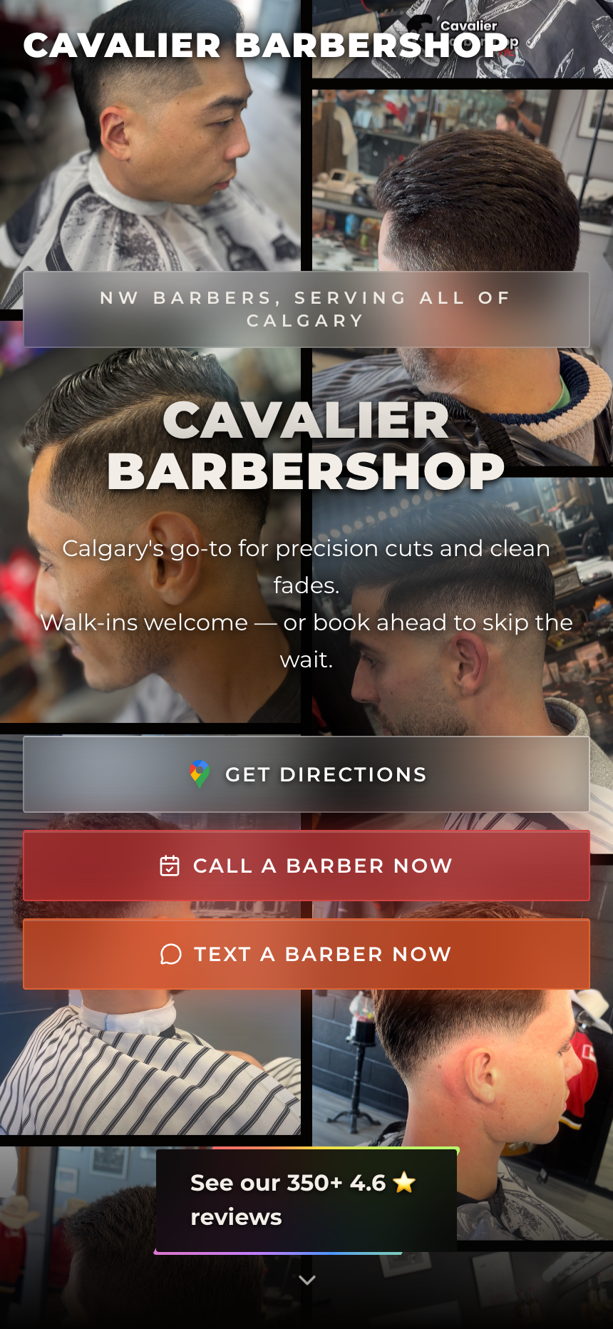 Cavalier Barbershop mobile view