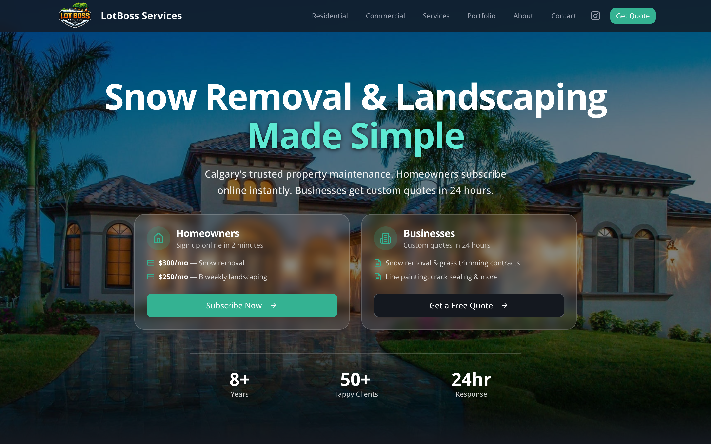 LotBoss Services desktop view
