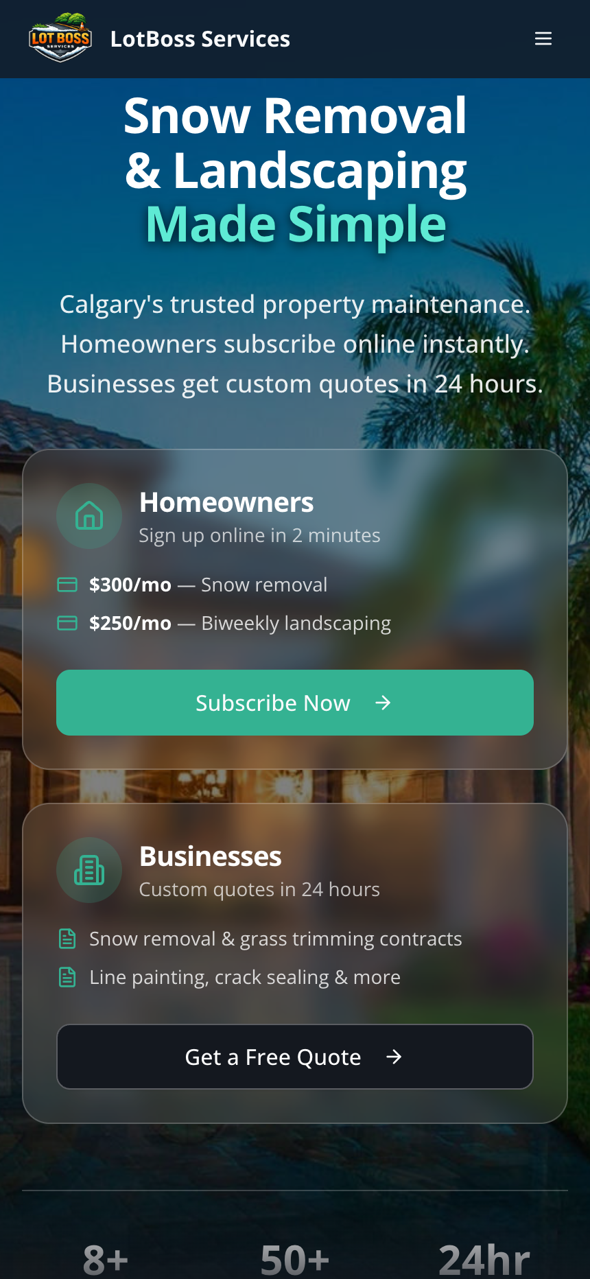 LotBoss Services mobile view